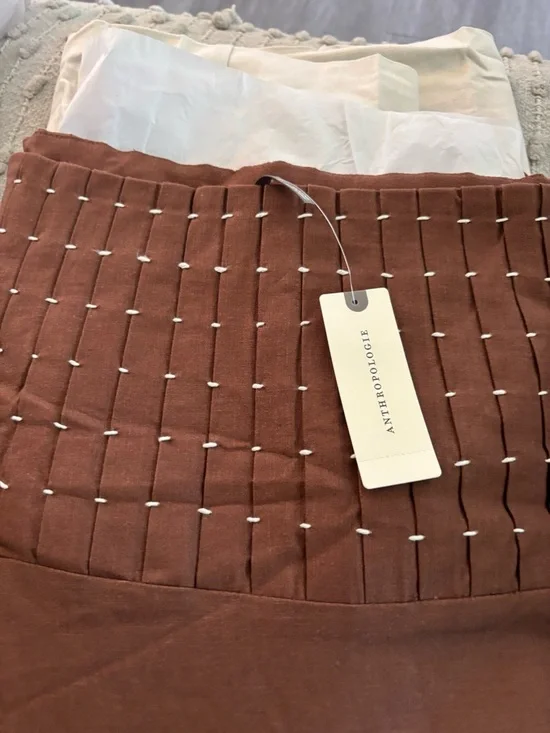 Anthropologie Brown Maxi Skirt with Cream Contrast Hem - Picture 7 of 8